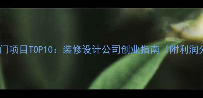 图片 加盟热门项目TOP10：装修设计公司创业指南（附利润分析）1