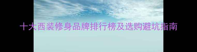 图片 十大西装修身品牌排行榜及选购避坑指南