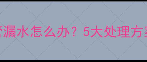 图片 家庭装修热水管漏水怎么办？5大处理方案+预防措施全1